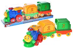 Іграшковий поїзд каталка з вагонами Transport Train 8681 в упаковці р.43x10,5x14 см YG Toys