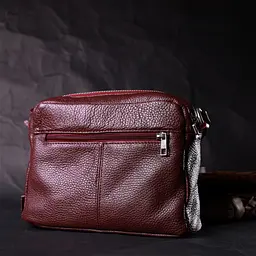 Крос-боді сумка жіноча з натуральної шкіри Grande Pelle 11653 бордова - мініатюра 10