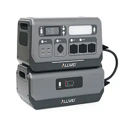 Портативная зарядная станция ALLWEI SGR-PPS2400-2PRO+BAT, 2400W/4096Wh LiFePO₄, MPPT 500W max ХТ60/12 – 60 В/10 А, 2xDC5521-12V-12A, CarPort-12V-12A, 3xAC230V, 2xUSB-A-18W, 2xUSB-C-100W, Wi-Fi, charge 1.5 h, 480x260x535 мм, 42.5кг