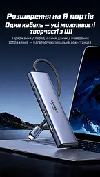 Док-станція USB-C UGREEN CM498 хаб 2 USB-A та 2 USB-C для даних до 5 Гбіт/с HDMI до 4K 60 Гц з режимами 2K 120 Гц та 1080p 144 Гц для HDMI потрібен відеовихід USB-C пристрою RJ45 Ethernet до 1000 Мбіт/с кардридер SD/microSD вхід живлення USB-C PD 3.0 до 100 Вт із заряджанням ноутбука до 85 Вт одночасне читання двох карт для Windows/macOS/Linux вбудований кабель 0,2 м темно-сірий (15375) - мініатюра 12