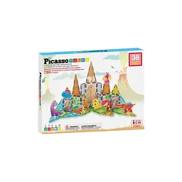 Конструктор Picasso магнітний Tiles Dinosaur Set з 8 фігурками динозаврів 38 деталей (817338028848)