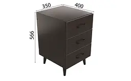 Тумба Віва 3 на конусних ніжках Ferrum-decor 56,5x35x40 Чорний метал ДСП Венге Магія 16 мм (FRD-106819) - мініатюра 4