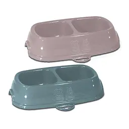 Stefanplast (Стефанпласт) Break 13 Миска подвійна для невеликих порід котів і собак 0,2+0,2 л (сталевий-синій) - мініатюра 2