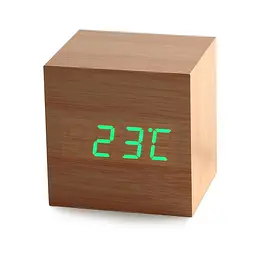 Годинник UFT wood clock green із показаннями температури дати та часу - мініатюра 2