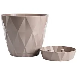 Горщик для квітів Violet House 0200 Prizma Beige з внутрішнім зливом води 5 л (0200 PRIZMA BEIGE д/квітів з вну) - мініатюра 2