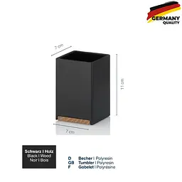 Стакан для зубних щіток KELA Cube чорний 7х7х11 см (23687) - мініатюра 2