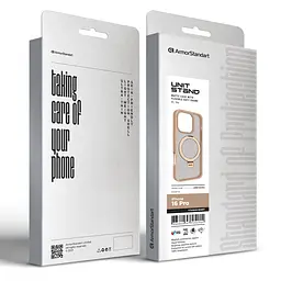 Чехол для Apple iPhone 16 Pro, Unit Stand, бежевый, MagSafe, противоударный защитный чехол-панель с подставкой, поддержкой магнитных держателей и беспроводной зарядки, защита всего корпуса, силикон + поликарбонат, ArmorStandart (ARM82256) - мініатюра 2