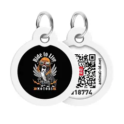 Адресник для собак і котів металевий Waudog Smart ID з QR паспортом малюнок Їздити щоб жити коло Д 30 мм