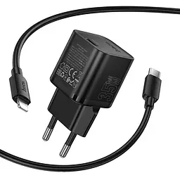 МЗП Hoco N66 Ingenious PD35W (1USB-C) + кабель Type-C to Lightning Black - мініатюра 5