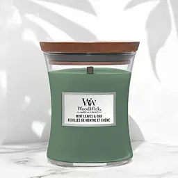 Свічка Woodwick Mint Leaves & Oak Medium Листя м'яти та дуб 275 г (1721697E) - мініатюра 2