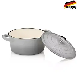 Каструля чавунна з кришкою KELA Calido, 26 см, 4,6 л (12607) сіра - мініатюра 2