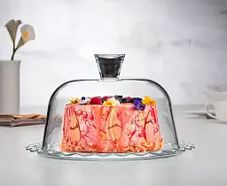 Блюдо Pasabahce Patisserie з кришкою d26 см h15 см скло (96874) - мініатюра 4