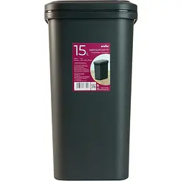 Відро для сміття MBM My Home з кришкою 15 л антрацит (BIN-04 15L ANTHRACITE)