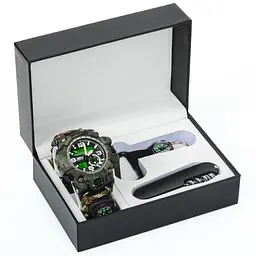 Чоловічий наручний годинник Besta Box Military Set з компасом + подарунковий набір