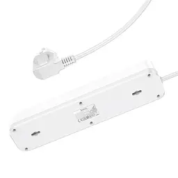 Мережевий фільтр подовжувач HOCO NS1 Aura 4-bit 2+1 порти USB + 4 розетки білий - мініатюра 3