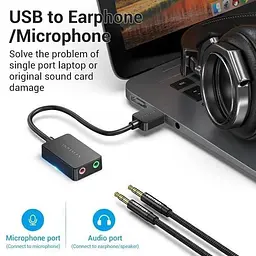 Звукова карта Vention USB Sound Card 2.0 Channel 1 м, чорний (CDYBF) - мініатюра 4