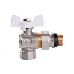 Кран кульовий кутовий з американкою Q Professional QP004 PN40 1/2″ антипротікання, Білий метелик - мініатюра 2