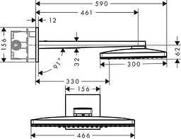Верхній душ з тримачем Hansgrohe Rainmaker Select 460 2jet 24005400 хром - мініатюра 2