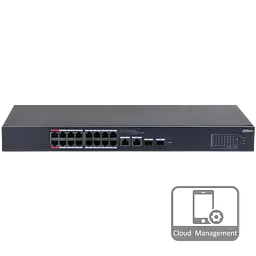 16-портовий керований PoE комутатор DH-CS4218-16ET-190 з 16 портами POE 100Мбіт + 2/UP-Link 1000Мбіт + 2/SFP 1000Мбіт, 190Вт, 440x220x44 мм