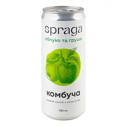 Уцінка. Напій Spraga Комбуча Яблуко та Груша слабогазований з/б 330 мл (923963) - мініатюра 6