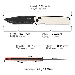 Ніж складаний туристичний SRM Terrier 258L-GT2 (9.3 см) 140Cr / G10 білий - мініатюра 11