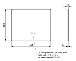 Дзеркало Qtap Taurus (TA1) прямокутне з LED-підсвіткою Touch, антизапотіванням QTTAU100080048956 - мініатюра 8