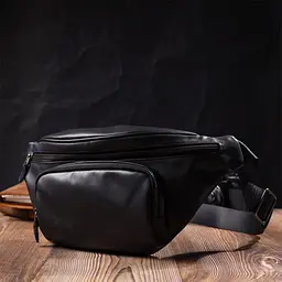 Унікальна чоловіча сумка через плече із натуральної шкіри SHVIGEL s_15012 чорна - мініатюра 6