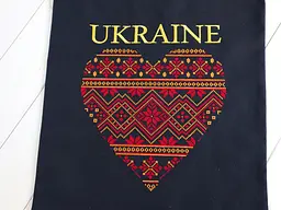 Шоппер з вишивкою UKRAINE червоне серце з золотом, екосумка для покупок - мініатюра 7