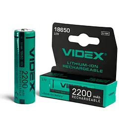 Акумулятор Videx літій-іонний 18650 (без захисту) 2200mAh color box/1шт VIDEX (29051-000)
