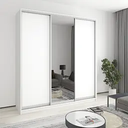 Шафа-купе тридверна MebelStar Стандарт AL 2ДСП/Дзеркало 220x60x240 см Аляска білий (MBS-1836)