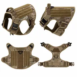 Шлейка для собак Tactical K9, металева пряжка фастекс і система MOLLE Камуфляж, XL - мініатюра 2