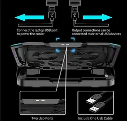 Охлаждающая подставка для ноутбука 15-17.3 дюймов Ice Coorel K9 RGB - мініатюра 6