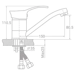 Змішувач для кухні TAU SE-2B145C 9807120 - мініатюра 2