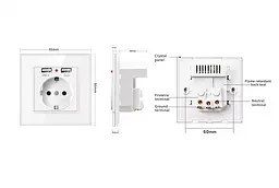 Розетка з заземленням SIXWGH з USB-портами Сірий (WH034G) - мініатюра 3