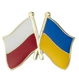 Подвійний значок-пін «Україна – Польща» 25 × 19 мм (00005)