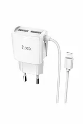 Зарядний пристрій Hoco ЦБ-00196963 C59A 2 USB 2.4A Lightning білий - мініатюра 2
