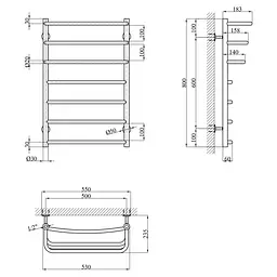 Сушарка для рушників водяна Kroner KRP Prima WT800x500-7 (CV036311) - мініатюра 5