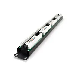Патч-панель PiPo 24 порти UTP кат 5Е 19" 1U неекранована чорна Q25 (73-00884) - мініатюра 2