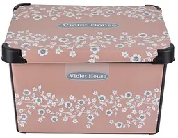 Кошик Violet House 0648 Powder Flowers, з кришкою, 20 л, рожевий (0648 POWDER FLOWERS с/кр. 20 л) - мініатюра 2