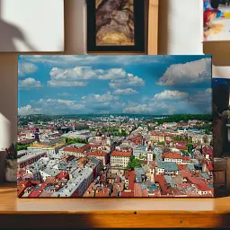 Інтер'єрна картина Львів, вид на центр з висоти, Lviv, інтер'єрний декор, 60×90 см (id0224)