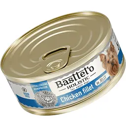Вологий корм для собак Basttet`o Holistic шматочки філе курки в желе 85 г ж/б