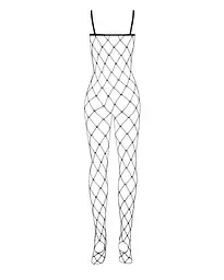 Бодістокінг з великим вічком і відкритими грудьми Obsessive Bodystocking N102 чорний комбінезо S/M/L - мініатюра 4