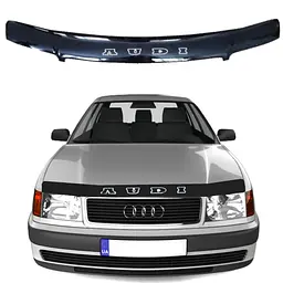 Дефлектор капоту мухобійка Audi C4 100 / A6 1990-1997 Євро кріплення Voron Glass