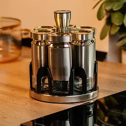 Набір ємностей для спецій на підставці 6 баночки по 120 мл, хром TS Kitchen HP1326 - мініатюра 2
