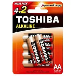 Батарейка Toshiba LR6 червоний Alkaline (6шт) - мініатюра 3
