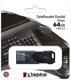 Флеш-пам'ять USB Kingston DataTraveler Exodia Onyx 64GB USB 3.2 Gen 1 Black (718902092720) - мініатюра 6
