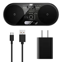 Бездротовий зарядний пристрій Baseus Digital LED Display 2-in-1 Wireless Charger 20W WXSX010001 Black - мініатюра 4