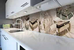 Кухонний фартух Скринька для кухні наклейка ПВХ вінтаж колаж прикраси Бежевий 60х250 см Happy Pocket Z180506 - мініатюра 6