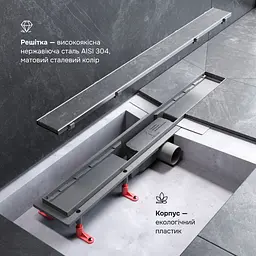 Трап для душу лінійний AM.PM Primeflow Tile 700 мм, універсальний затвор, хром (W02SC-U11-070-04SB) - мініатюра 4