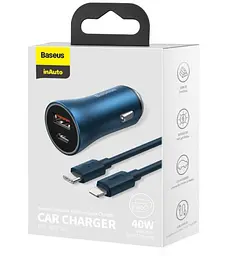 АЗУ Baseus Golden Contactor Pro Dual Quick Charger USB+Type-C+Cable Type-C to Lightning 40W TZCCJD-03 Blue - мініатюра 5